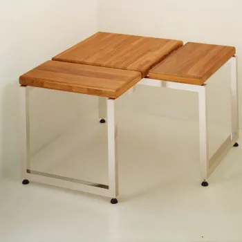 Угловая скамейка Eegibi Linea Alu 76x76x Н 45, отделка тик, HA 65 10 0008