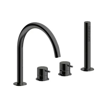 Смеситель на борт ванны Almar на 4 отверстия с ручной лейкой, черный металл брашированный pvd E214006.AB