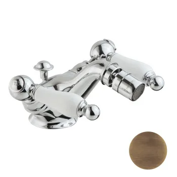 Смеситель для биде Cisal Arcana Toscana двухвентильный, на 1 отверстие с донным клапаном, бронза TS00055027