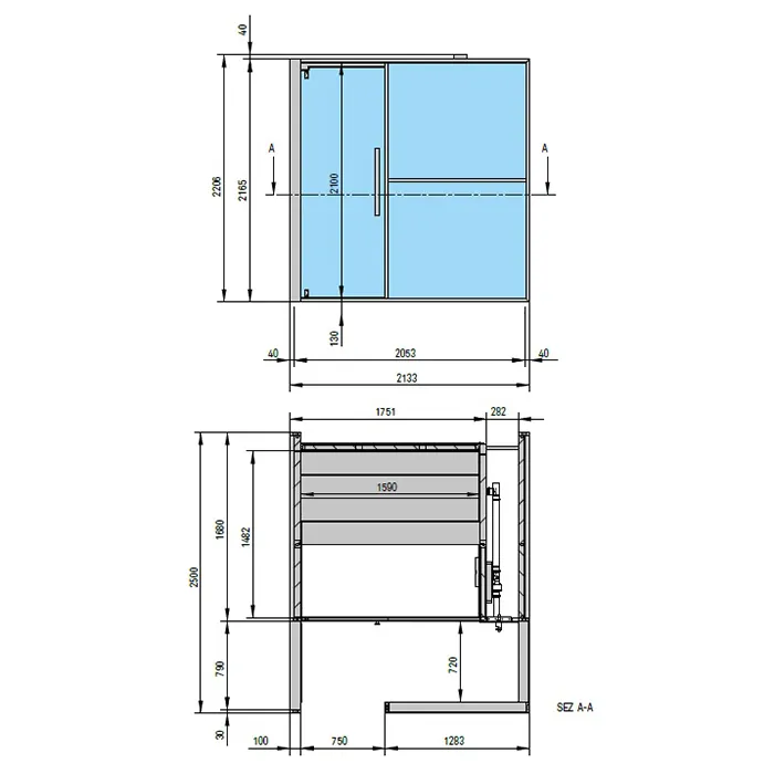 Сауна Effegibi Logica H Filo 214x250h217, пристенная L.H., stone LO 31 03 0002