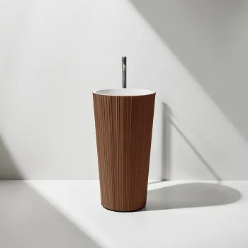 Раковина Antonio Lupi Plisse 47х85, без отв., слив в пол, с сифоном, донным клапаном и шлангом, Flumood, внешний Copper powder, внутри белый А0002451751