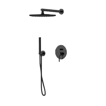 Комплект для ванны со смесителем двстроенным Gattoni Circle One на 2 вых, ручной лейкой и верхним душем 250, nero opaco 9090/PDNO