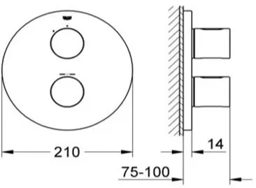 Внешняя часть термостата для душа Grohe Grohtherm 3000 Cosmopolitan Grohtherm 3000 Cosmopolitan 19467000 Grohe Rapido T 35500000