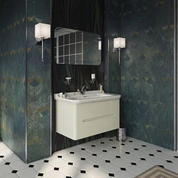 Тумба подвесная под раковину Kerasan Waldorf 100, с 2-мя ящиками, bi vaniglia matt 925530