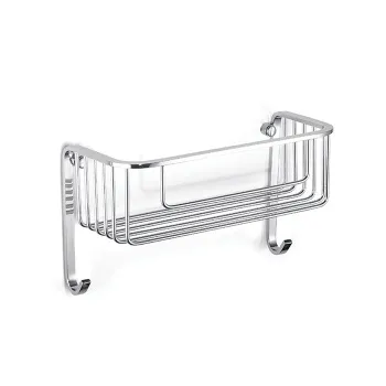 Полка-решетка для душа Bertocci Complementi 26х8,5х12 с двумя крючками, хром 10401640000