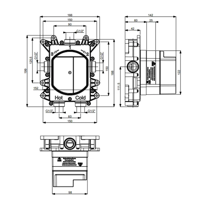 Встроенная часть для термостатов и смесителей Almar 1,2,3 потребителя, E134001
