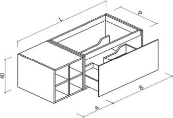 Тумба под раковину Brenta Fusion 90 см подвесной  1 ящик с полкой (FS030.90.60.49.W)