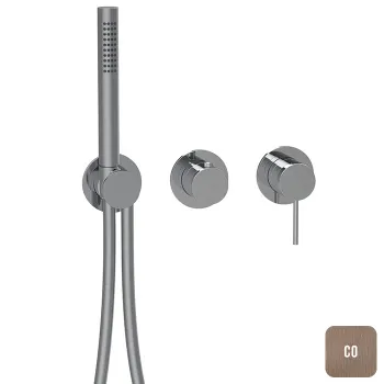 Смеситель настенный встраиваемый Almar Modular однорычажный, с переключателем на 2 положения, с ручным душем и шлангом, copper brushed pvd E180142.CO