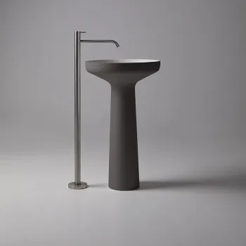 Раковина Antonio Lupi Ago 50х85, без отв., слив в пол, с сифоном, гибким шлангом и донным клапан, Flumood, внешний Creta, внутри белый А0002451489