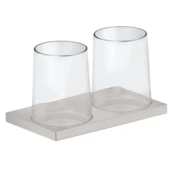 Держатель на два стакана Keuco Edition 11 11151059000 с хрустальными стаканами, никель шлифованный