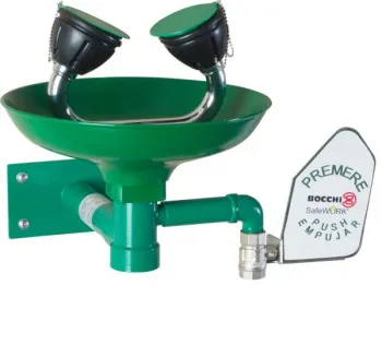 Аварийная раковина Nofer для промывки глаз настенная с рычагом и чашей из полипропилена SC300