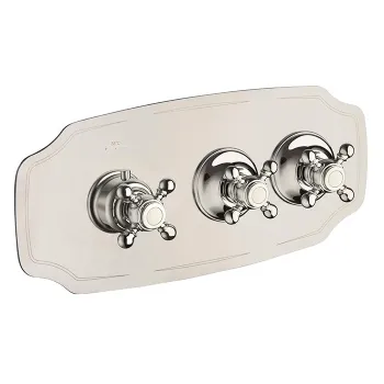 Внешняя часть горизонтальная термостатического смесителя Carimali Colonial на 2 потребителя. Colonial пластина and ручки, хром 21024EST/O-CR