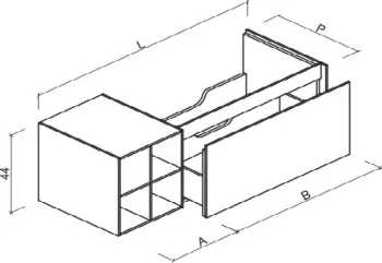 Тумба под раковину Brenta Fly 130 см подвесной дерево 2 ящика с полкой (FL130.130.90.49.W)