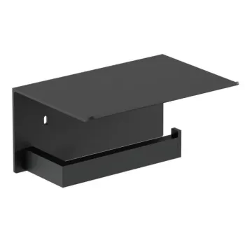 Держатель для туалетной бумаги Nofer с полочкой для мобильного телефона Corinto черный 16878.N