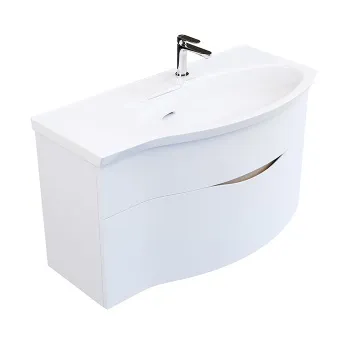 Раковина RIVA мебельная правая с крепежом Kerama Marazzi 100 7x48x15, с 1 отв. под смеситель, с переливом, белый глянцевый RV.wb.100Rh