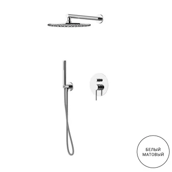 Комплект для ванны со смесителем двстроенным Gattoni Circle One на 2 вых, ручной лейкой и верхним душем 250, bianco opaco 9090/PDBO