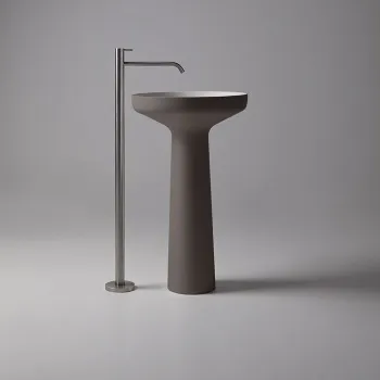 Раковина Antonio Lupi Ago 50х85, без отв., слив в пол, с сифоном, гибким шлангом и донным клапан, Flumood, внешний Corteccia, внутри белый А0002451488