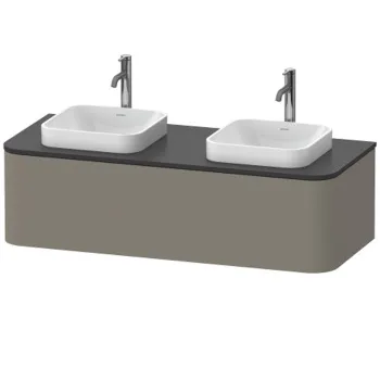 Duravit Happy D.2 Plus Столешница 16x1300x550мм для тумбы # HP4943 с вырезами под 2 раковины, цвет: graphite supermatt