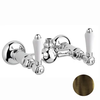 Смеситель для душа Nicolazzi P.M. Blanc на 2 отверстия, вывод сверху 1/2 (без шланга и лейки), ручки белая керамика, бронза 1425DB78