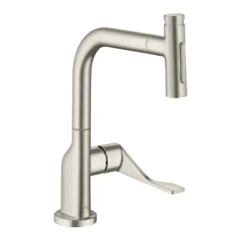 Axor Citterio Кухонный Смеситель 230, на 1 отв.,  с вытяжным изливом 2jet, цвет: сталь 39862800