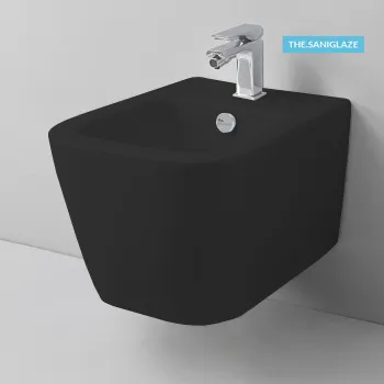 Биде подвесное Artceram A16 36х52, 1 отв., saniglaze, с креплениями, черный матовый ASB004 17 00