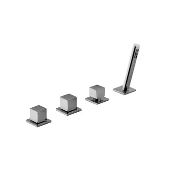 Смеситель на борт ванны Fantini Mint на 2 источника, 4 отв., с ручн душем, без излива, нержавеющая сталь 34 93 F167