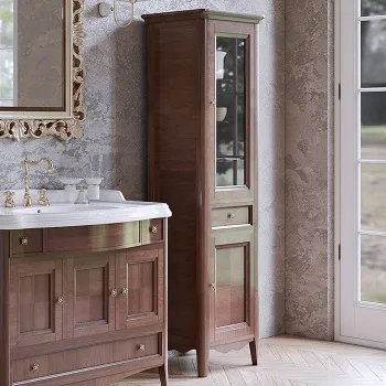 Пенал Tw Veronica 50.2/45x40/37.4xh172, 1выдв.ящик, 2 распашные дверки, доводчики Blum, петли справа-DX,, noce, ручки riflesso бронза VER3050D-N