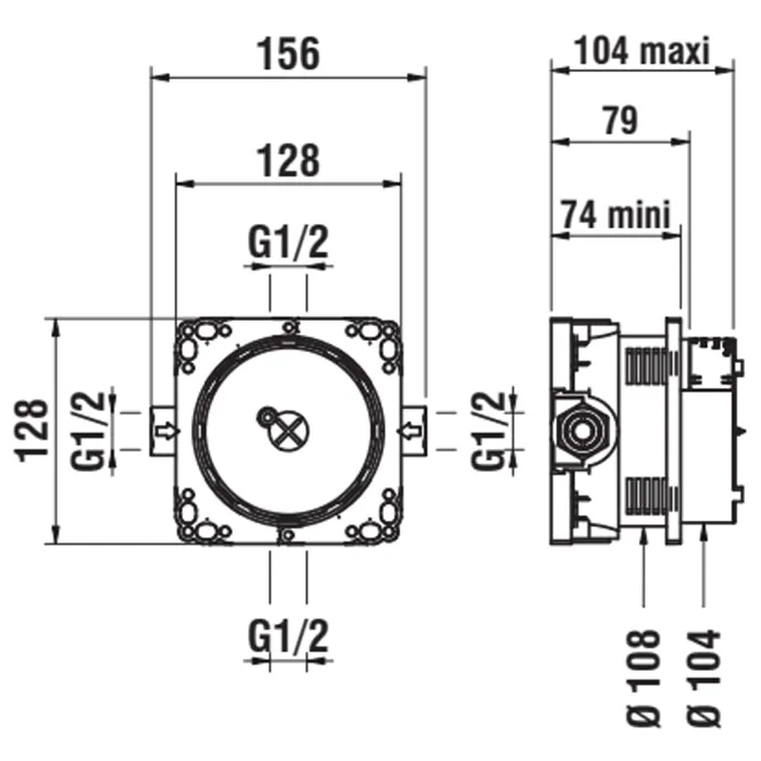 Laufen Simibox Light система скрытого монтажа Simibox Light, с уменьшенным углублением (минимум 74 мм), с запорной арматурой 74-104 мм