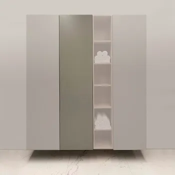 Пенал подвесной Burgbad Sys30 50хh196х37см, SX, петли слева, дверь push-open, 4 стеклянные полки, цвет: Grey matt