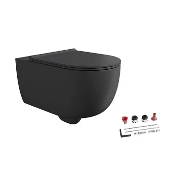 Унитаз подвесной Alice Unica 32240108SET с сиденьем и крышкой, с набором для крепления, чёрный матовый