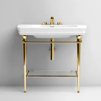 Структура металлическая Tonda Artceram Civitas 90х50,, полка стекло, напольная, золото CIA009 73 oro