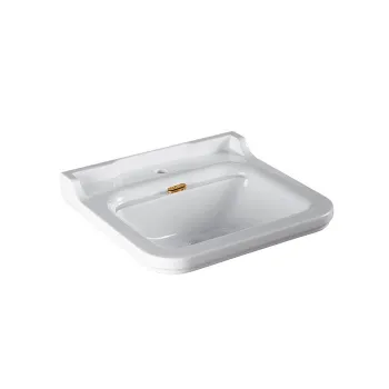 Раковина керамическая Kerasan Waldorf 60х55, c 1 отверстием под смеситель, белая, заглушки хром 4140K1bi/cr*1