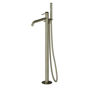 Смеситель для ванны напольный Newform X-steel 316 излив 243, в компл руч. душ, шланг, без встр. части, для 27819, PVD Brushed pale gold 69684EX.59.098