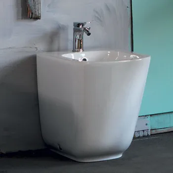 Биде напольное пристенное Kerasan Tribeca 55, с 1 отв под смеситель, c креплением WB5N, белый 512001