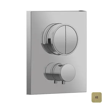 Внешняя часть встраиваемого термостатического смесителя с кнопочным управлением Almar для 2-х потребителей, латунь брашированная pvd E176682.HB