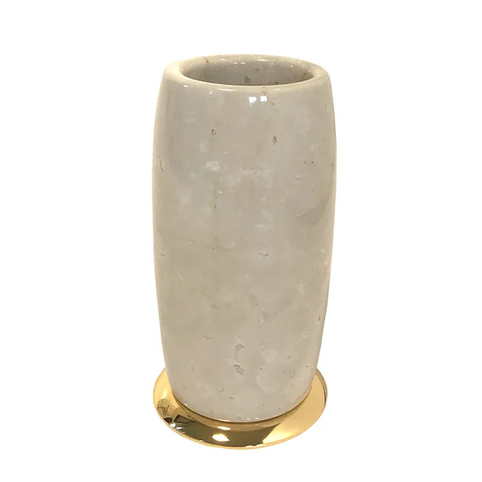 3SC Elegance Стакан настольный, цвет: мрамор botticino/золото 24к. Lucido EL03ABTGD