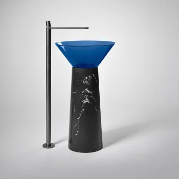 Раковина на пьедестале Antonio Lupi Albume 48х65, без отв., Cristalmood, Cobalto/Nero Marquinia А0002423372