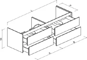Тумба под раковину Brenta Fly 150 см подвесной дерево 4 ящика (FL250.150.75.49.W)