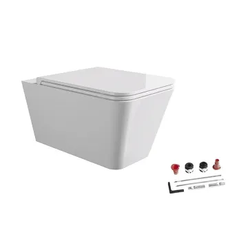 Унитаз подвесной Alice Hide Square 31210101SET с сиденьем и крышкой, с набором для крепления, белый глянцевый