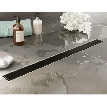 Трап душевой Plumberia Selection PS MODULAR 4x70 2устор. накладка из нерж.стали, комбинир.затвор с горизонт. Выпуском Ду 50мм,40л/мин, черн.матов., PSM70NO