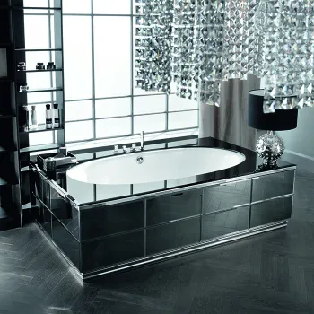 Основание для отдельностоящей ванны Vitage Milldue Edition Hilton 2150х1300х620, с подсветкой, цок. и подставка под стол сталь, отделка зеркало Fum&egrave;, 1828.71.98.LED