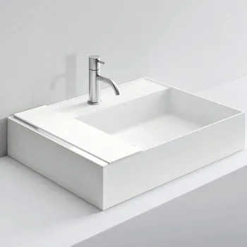 Раковина Milldue MAN 63 накладная из CRISTALPLANT ,126,5х47,2, с 1 отв для смесителя, белый матовый 2462*1 Bianco Opaco