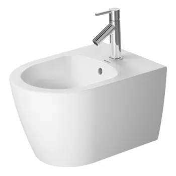 Duravit ME by Starck Биде подвесное &amp;quot;компакт&amp;quot; с перел., с 1 отв. под смес., вкл. крепление Durafix, 370x480мм, Цвет: Белый