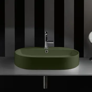 Раковина-чаша Kerasan Ciotola 65х40хh12, с 1отв, с переливом, Verde muschio 028511*1