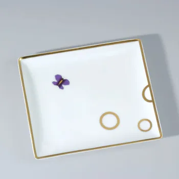 Поднос керамический THG Capucine Mauve Decor Or A7D-A02-4612 белый