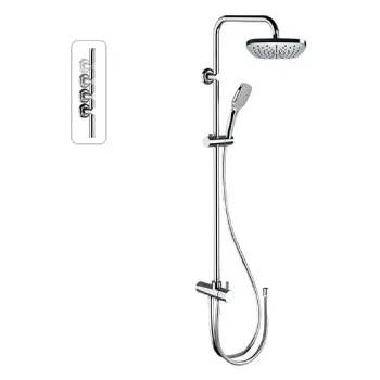 Душевая система Remer с ручным душем и шлангом и верхним душем хром (CR) 330X8CPAD20NRA