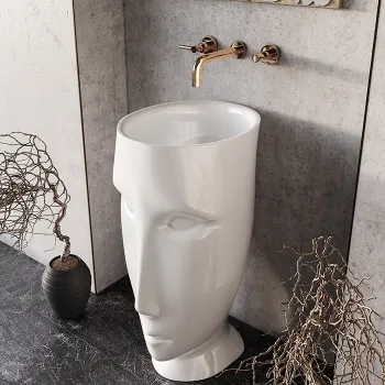 Раковина свободностоящая Kerasan Artwork Moloco, с отверстием для слива в стену, белый матовый 474030