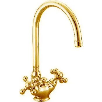Смеситель для кухни Cisal Arcana Ceramic на 1 отверстие с донным клапаном, золото AC00052024