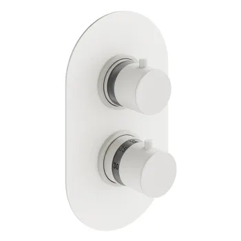 Смеситель термостат встраиваемый для душа Plumberia Selection Ixo 2 выход в к-те со встраив.частью, накл. овальная из нерж.стали, белый матов., XOT5040BO