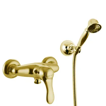 Смеситель для душа Fima Carlo Frattini Lamp настенный, с ручным душем, золото F3305OR